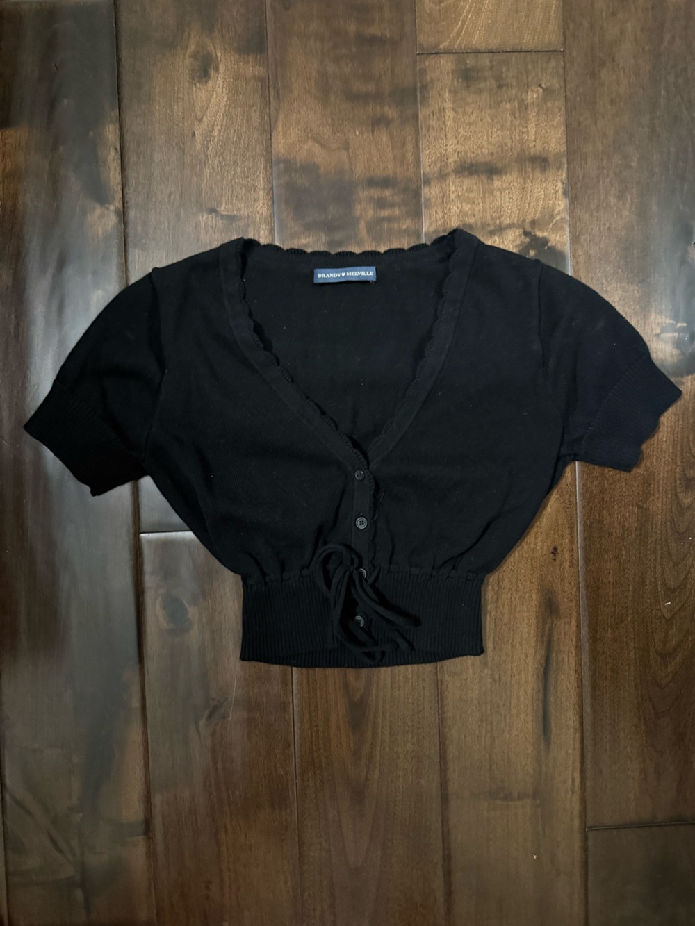 Brandy Melville Black Cropped Button-Front Cardigan